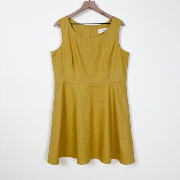 Atelier B. Linen Cotton A-Line Fit & Flare Mini Midi Sun Dress Summer Sundress - Picture 3 of 10